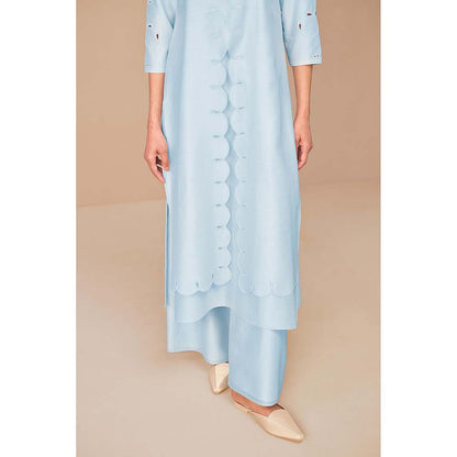 AMPM Svara Ice Blue Kurta with Palazzo and Dupatta (Set of 3)