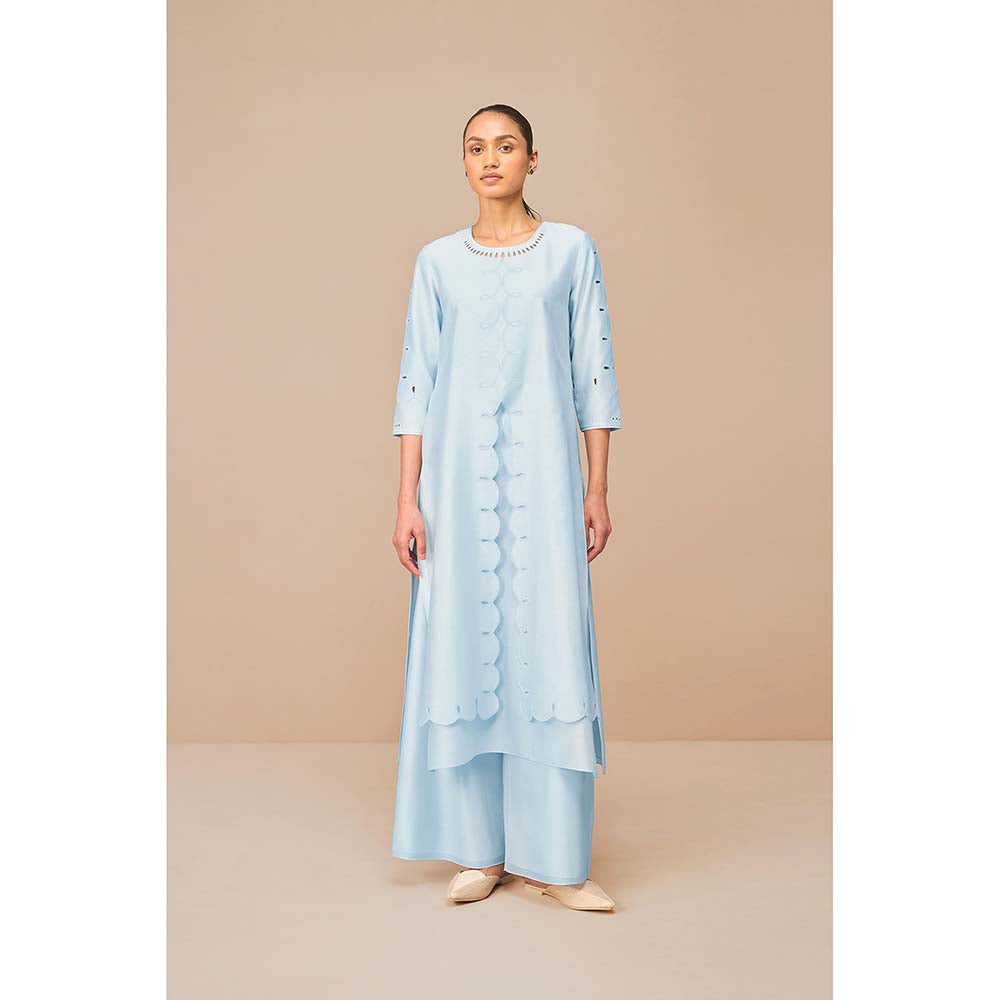 AMPM Svara Ice Blue Kurta with Palazzo and Dupatta (Set of 3)