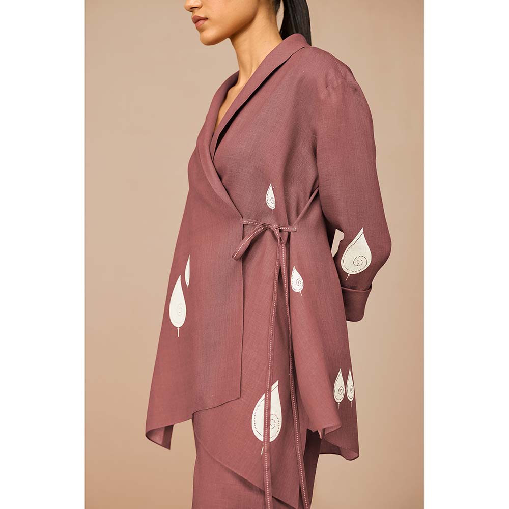 AMPM Mauve Dahlia Printed Co-Ord (Set of 3)