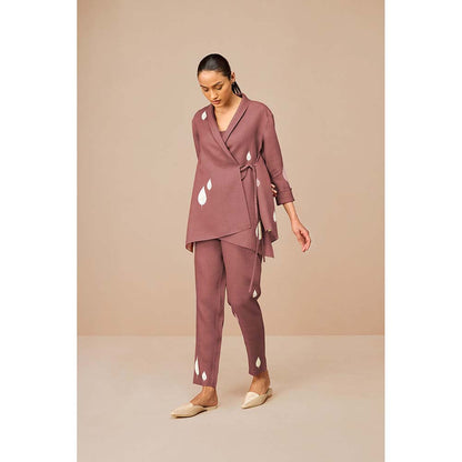 AMPM Mauve Dahlia Printed Co-Ord (Set of 3)