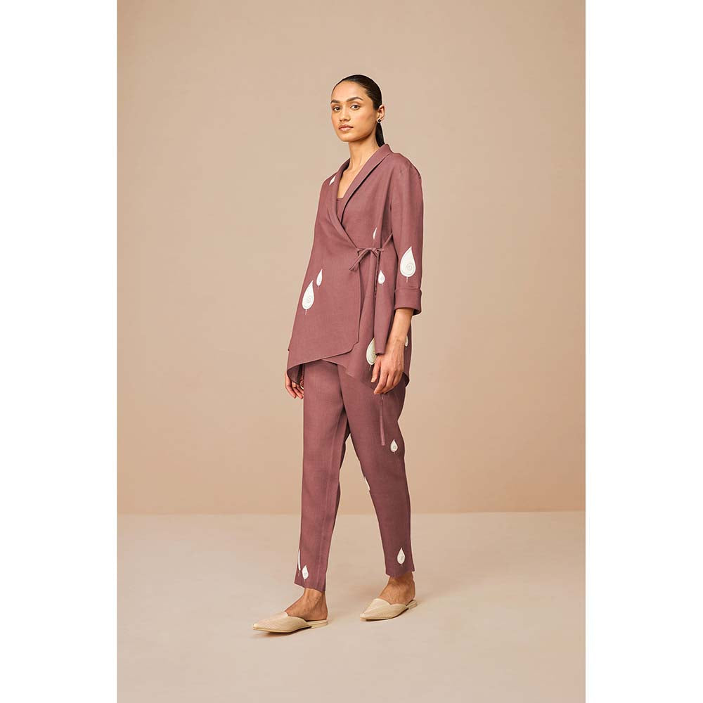 AMPM Mauve Dahlia Printed Co-Ord (Set of 3)