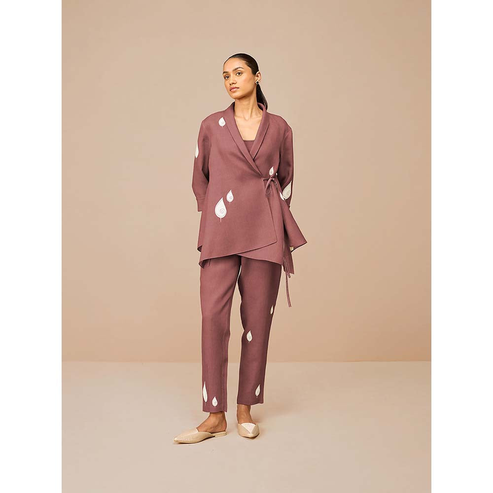 AMPM Mauve Dahlia Printed Co-Ord (Set of 3)