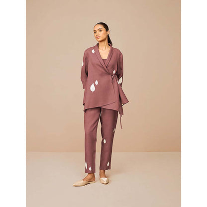 AMPM Mauve Dahlia Printed Co-Ord (Set of 3)