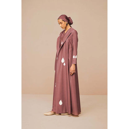 AMPM Mauve Azar Printed Jacket with Inner and Belt (Set of 3)