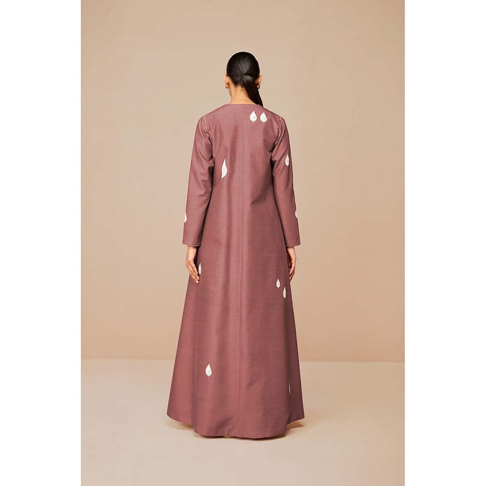 AMPM Mauve Azar Printed Jacket with Inner and Belt (Set of 3)