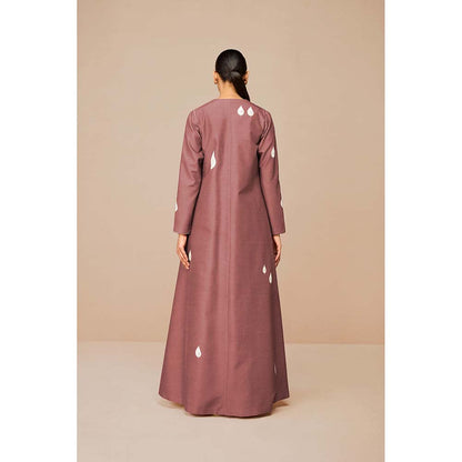 AMPM Mauve Azar Printed Jacket with Inner and Belt (Set of 3)