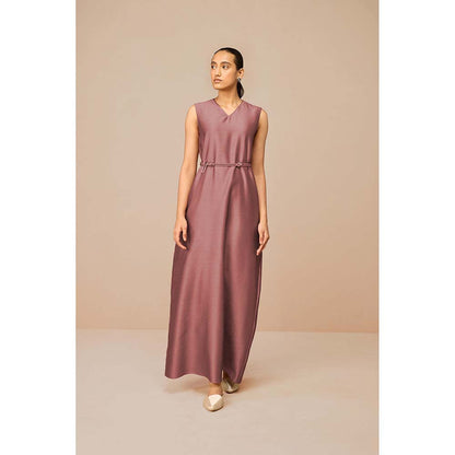 AMPM Mauve Azar Printed Jacket with Inner and Belt (Set of 3)