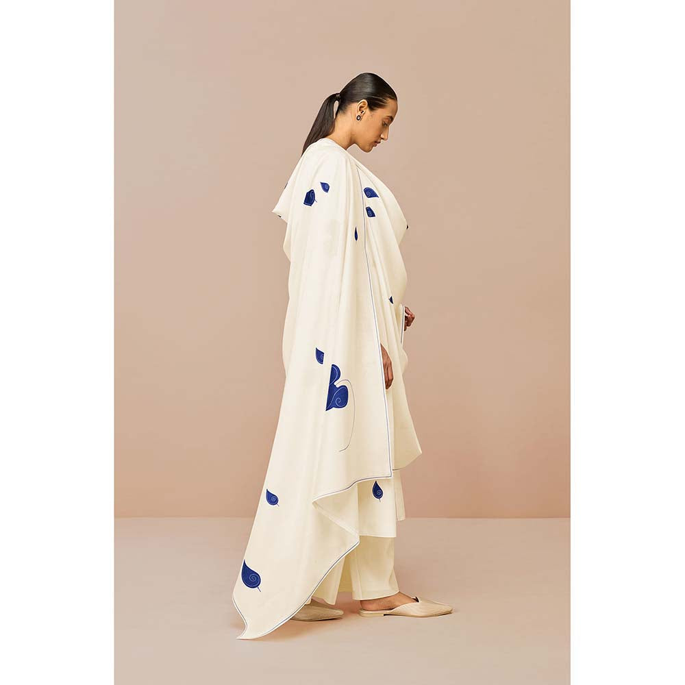 AMPM White Ophira Printed Kurta with Palazzo and Dupatta (Set of 3)