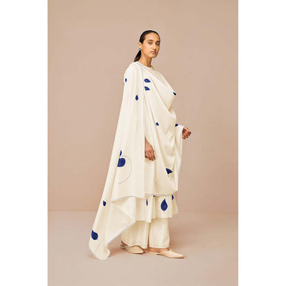 AMPM White Ophira Printed Kurta with Palazzo and Dupatta (Set of 3)