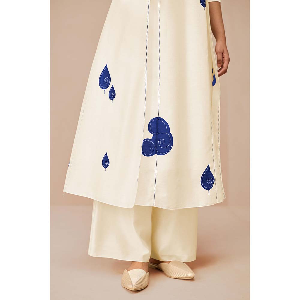 AMPM White Ophira Printed Kurta with Palazzo and Dupatta (Set of 3)