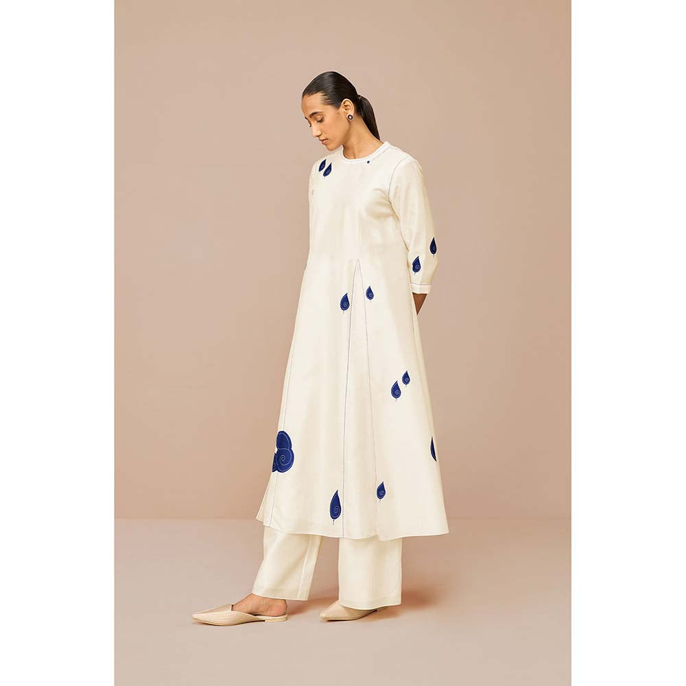 AMPM White Ophira Printed Kurta with Palazzo and Dupatta (Set of 3)
