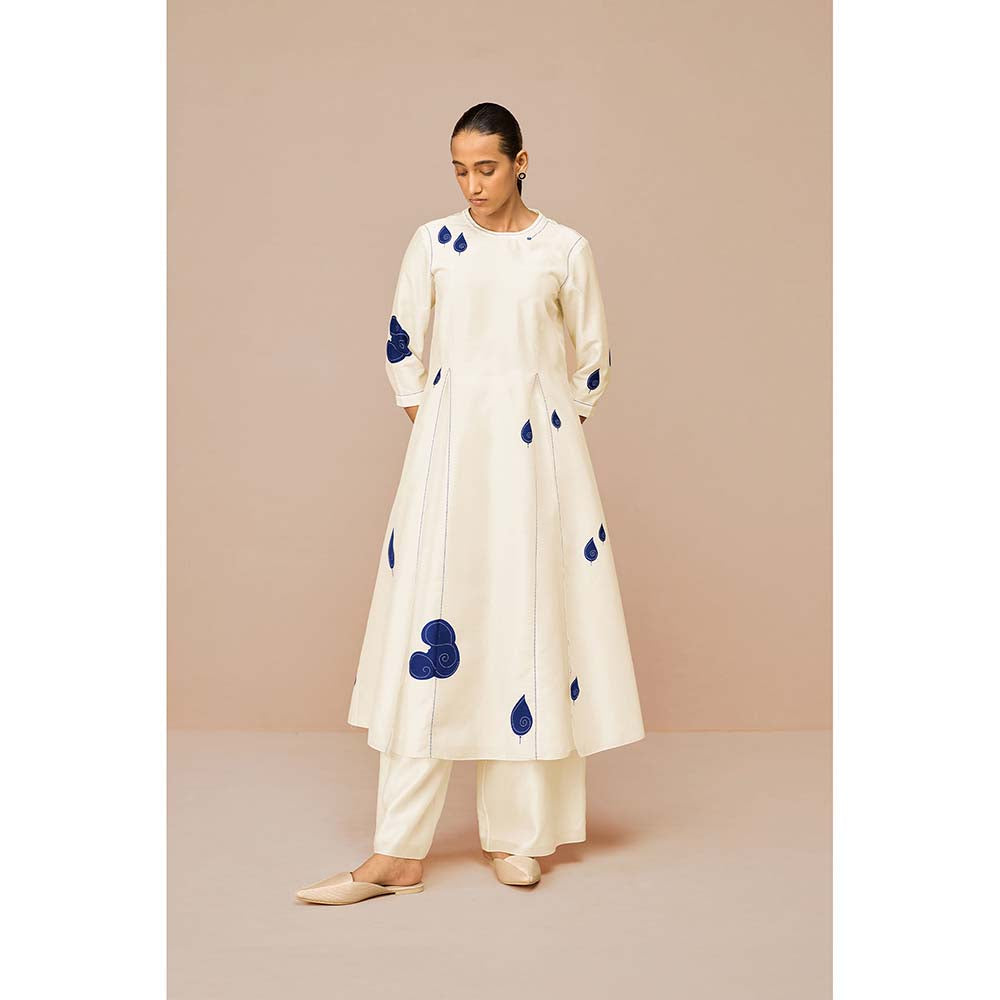 AMPM White Ophira Printed Kurta with Palazzo and Dupatta (Set of 3)