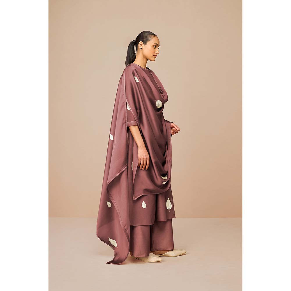 AMPM Mauve Ophira Printed Kurta with Palazzo and Dupatta (Set of 3)
