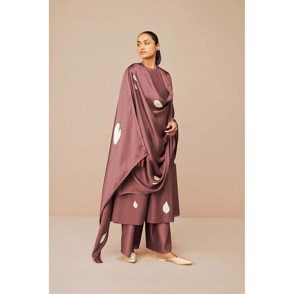 AMPM Mauve Ophira Printed Kurta with Palazzo and Dupatta (Set of 3)