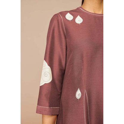 AMPM Mauve Ophira Printed Kurta with Palazzo and Dupatta (Set of 3)