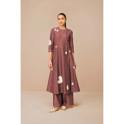 AMPM Mauve Ophira Printed Kurta with Palazzo and Dupatta (Set of 3)