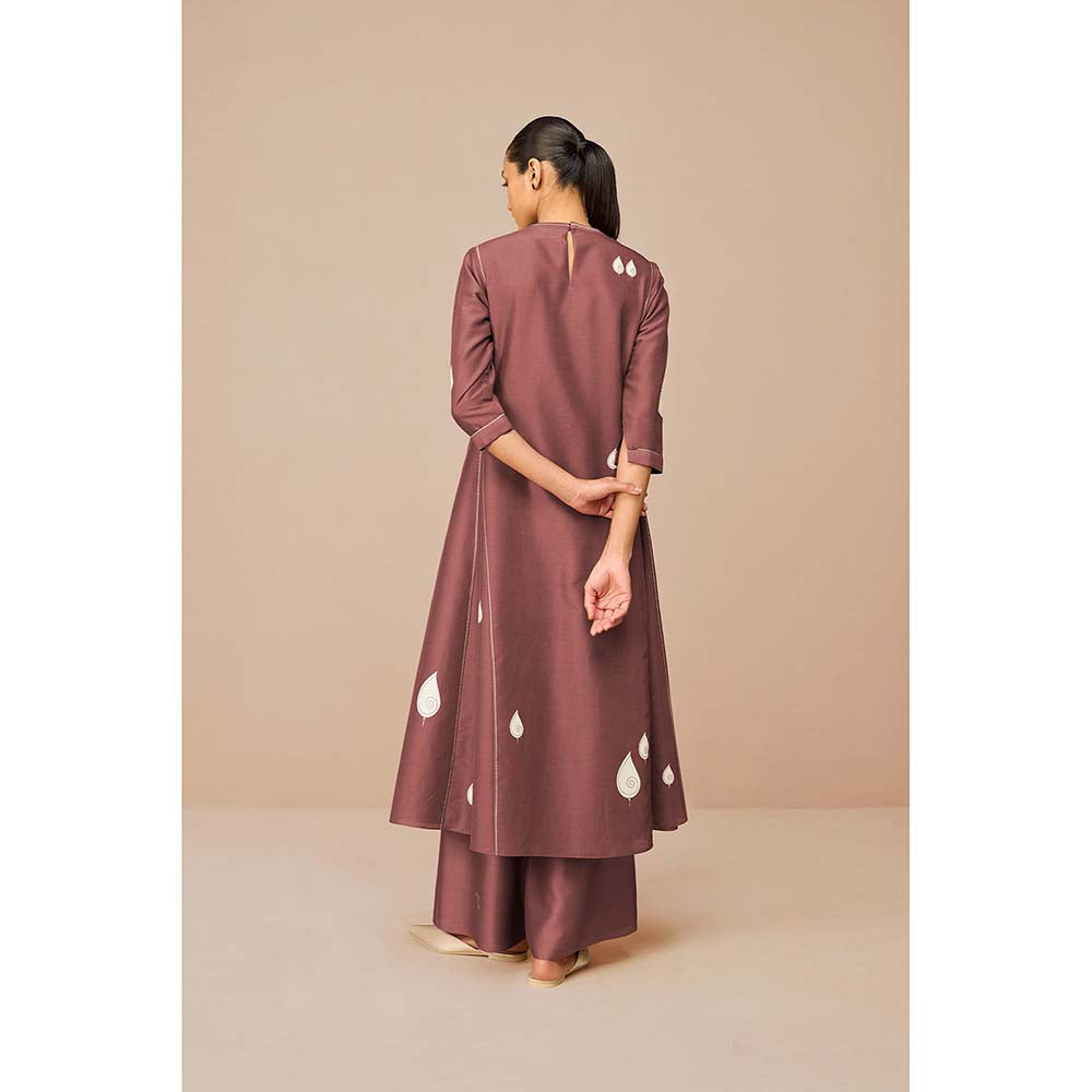 AMPM Mauve Ophira Printed Kurta with Palazzo and Dupatta (Set of 3)