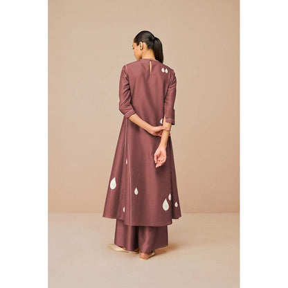 AMPM Mauve Ophira Printed Kurta with Palazzo and Dupatta (Set of 3)
