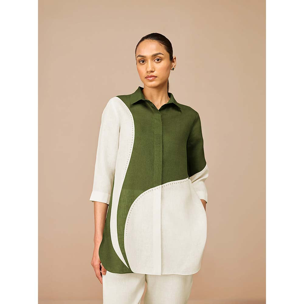 AMPM Olive Zelda Colorblock Shirt