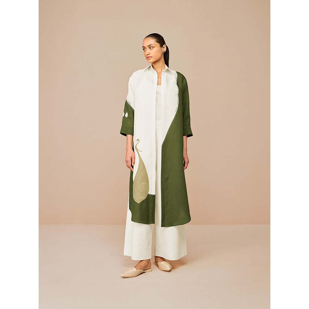 AMPM Olive Nova Colorblock Jacket with Inner and Palazzo (Set of 3)