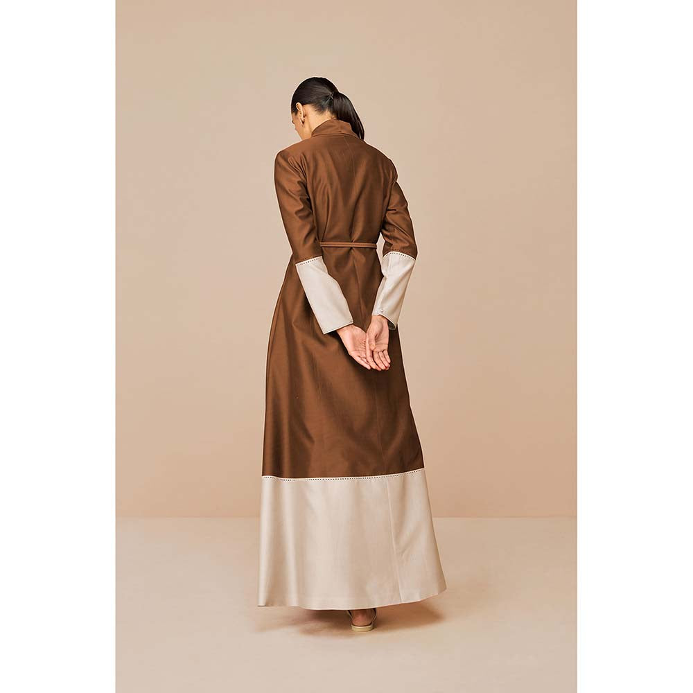 AMPM Brown Mirdea Solid Jacket with Inner and Belt (Set of 3)