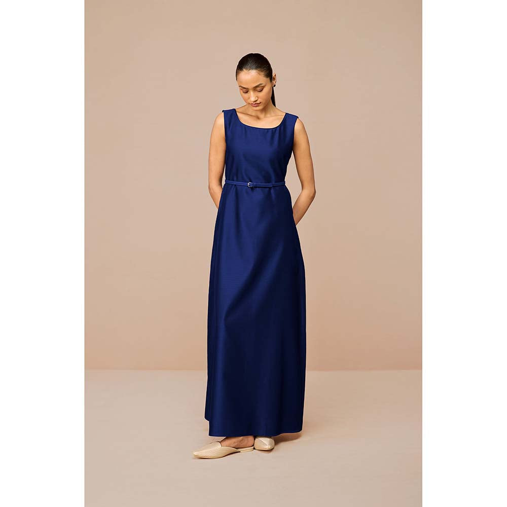 AMPM Blue Mirdea Solid Jacket with Inner and Belt (Set of 3)