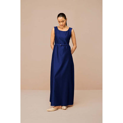 AMPM Blue Mirdea Solid Jacket with Inner and Belt (Set of 3)