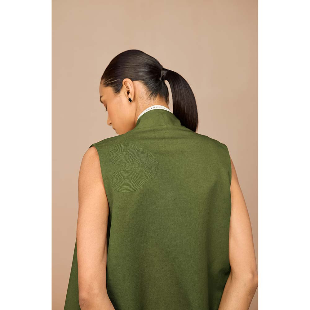AMPM Green Kora Solid Jacket with Inner and Palazzo (Set of 3)