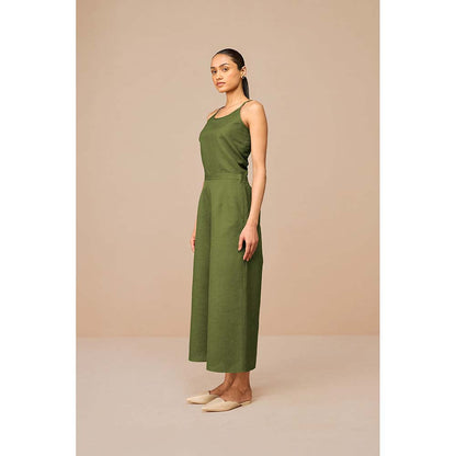 AMPM Green Kora Solid Jacket with Inner and Palazzo (Set of 3)