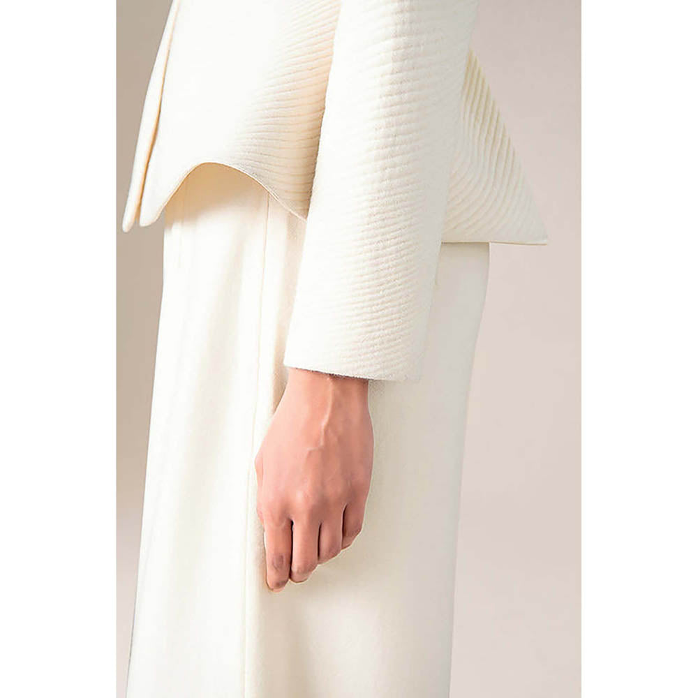 AMPM Women Ivory Wool Jacket with Belt
