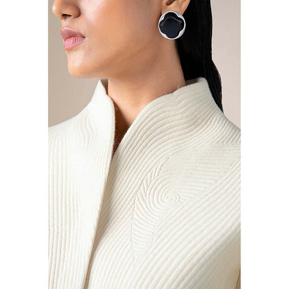 AMPM Women Ivory Wool Jacket with Belt