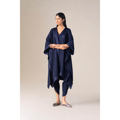 AMPM Women Wool Navy Blue Cape with Top and Dhoti Pant ( S )