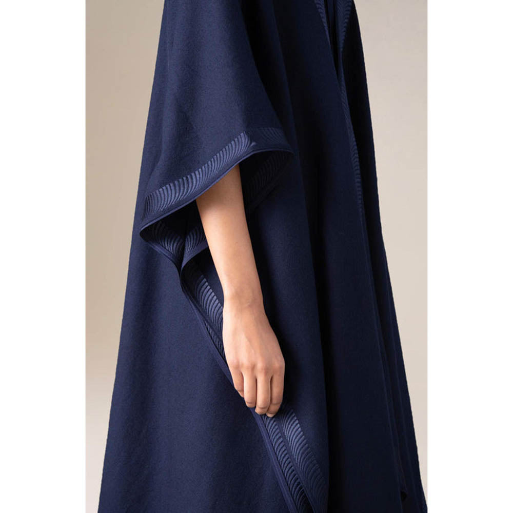 AMPM Women Wool Navy Blue Cape with Top and Dhoti Pant ( S )