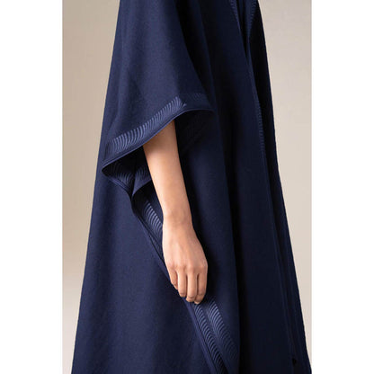 AMPM Women Wool Navy Blue Cape with Top and Dhoti Pant ( S )