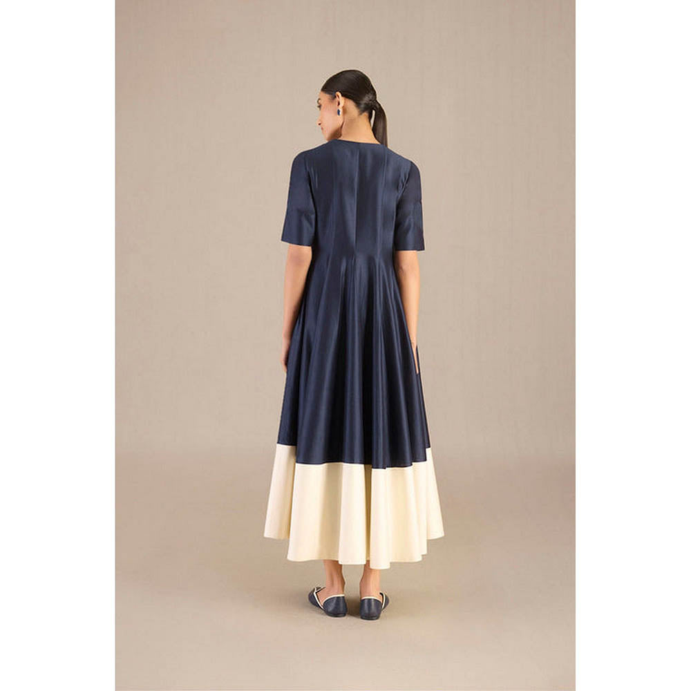 AMPM Navy Blue V-Neck Colorblock Maxi Dress