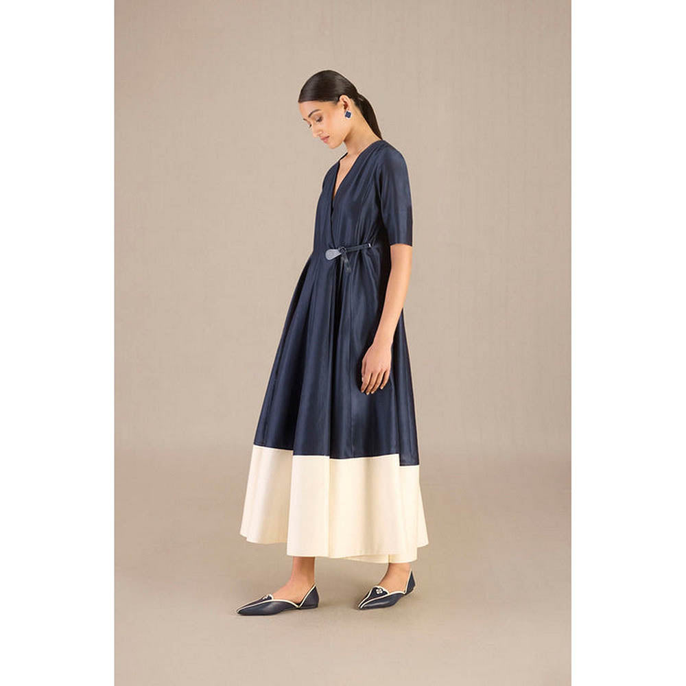 AMPM Navy Blue V-Neck Colorblock Maxi Dress