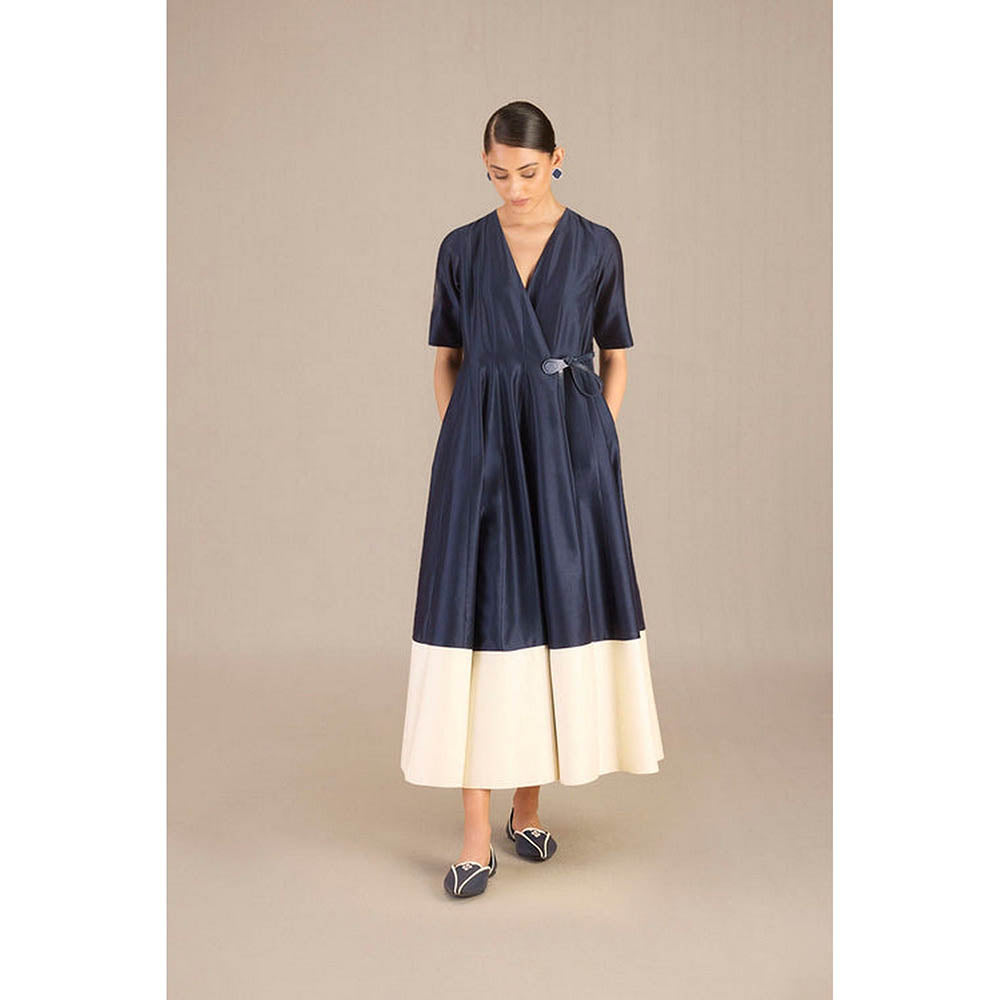 AMPM Navy Blue V-Neck Colorblock Maxi Dress