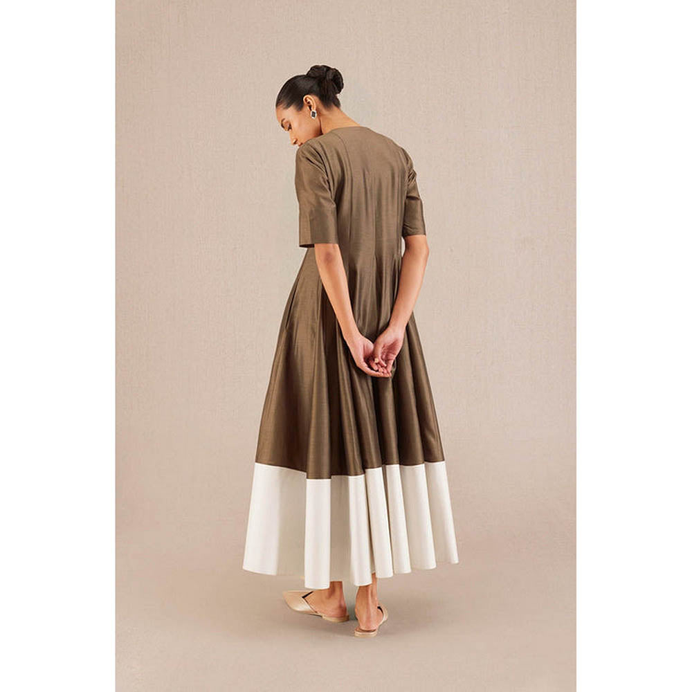 AMPM Taupe V-Neck Colorblock Maxi Dress