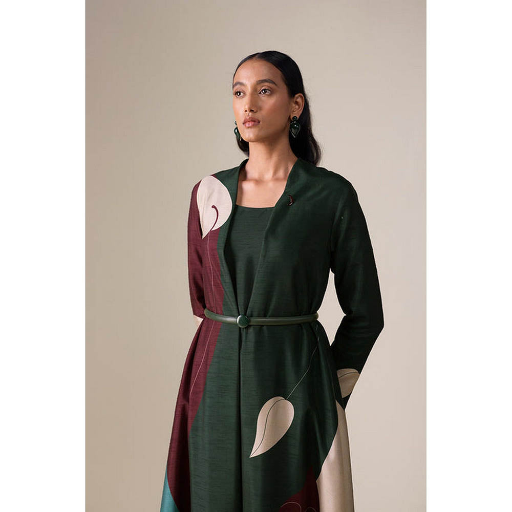 AMPM Women's Multi-Colour Square Neck Floral Abaya Dress