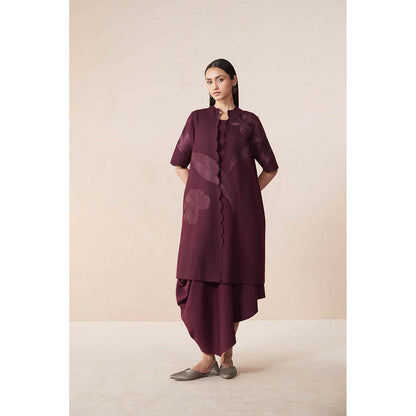 AMPM Burgundy Wool Embroidered Coat