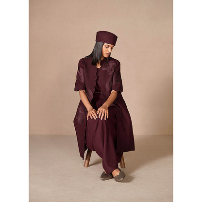 AMPM Burgundy Wool Embroidered Coat