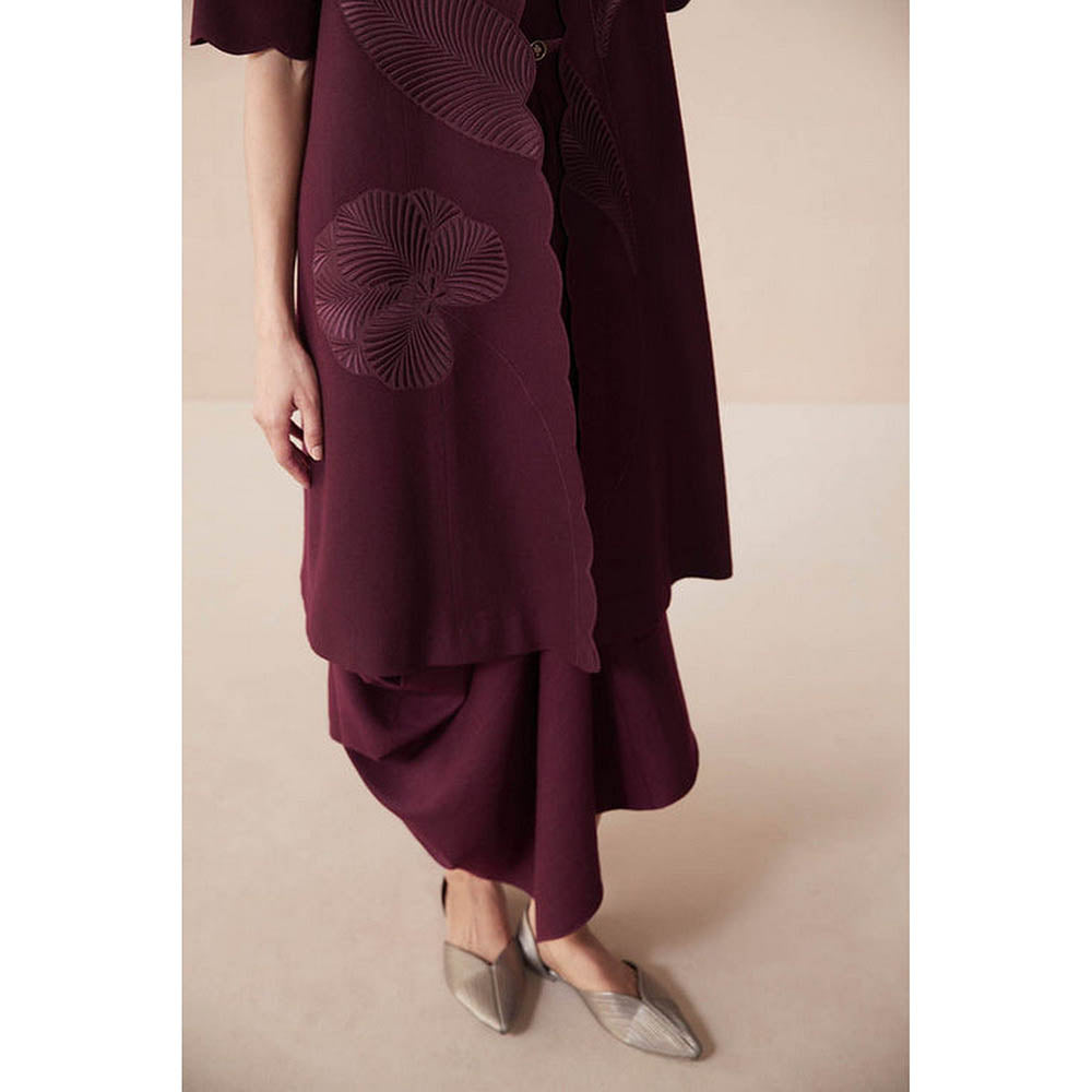 AMPM Burgundy Wool Embroidered Coat