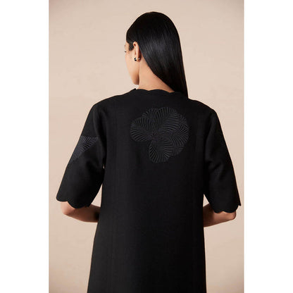 AMPM Black Wool Embroidered Coat