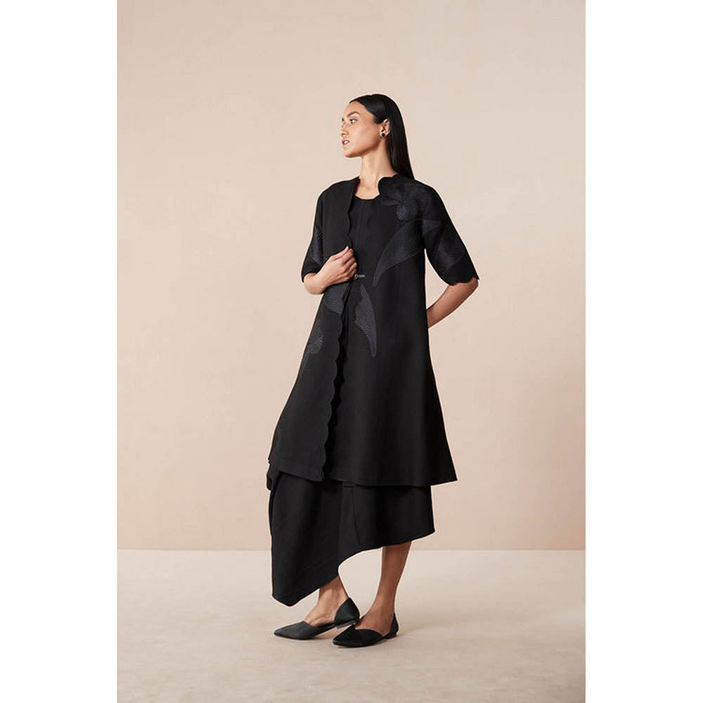 AMPM Black Wool Embroidered Coat
