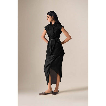 AMPM Selah Black Jacket with Skirt and Belt