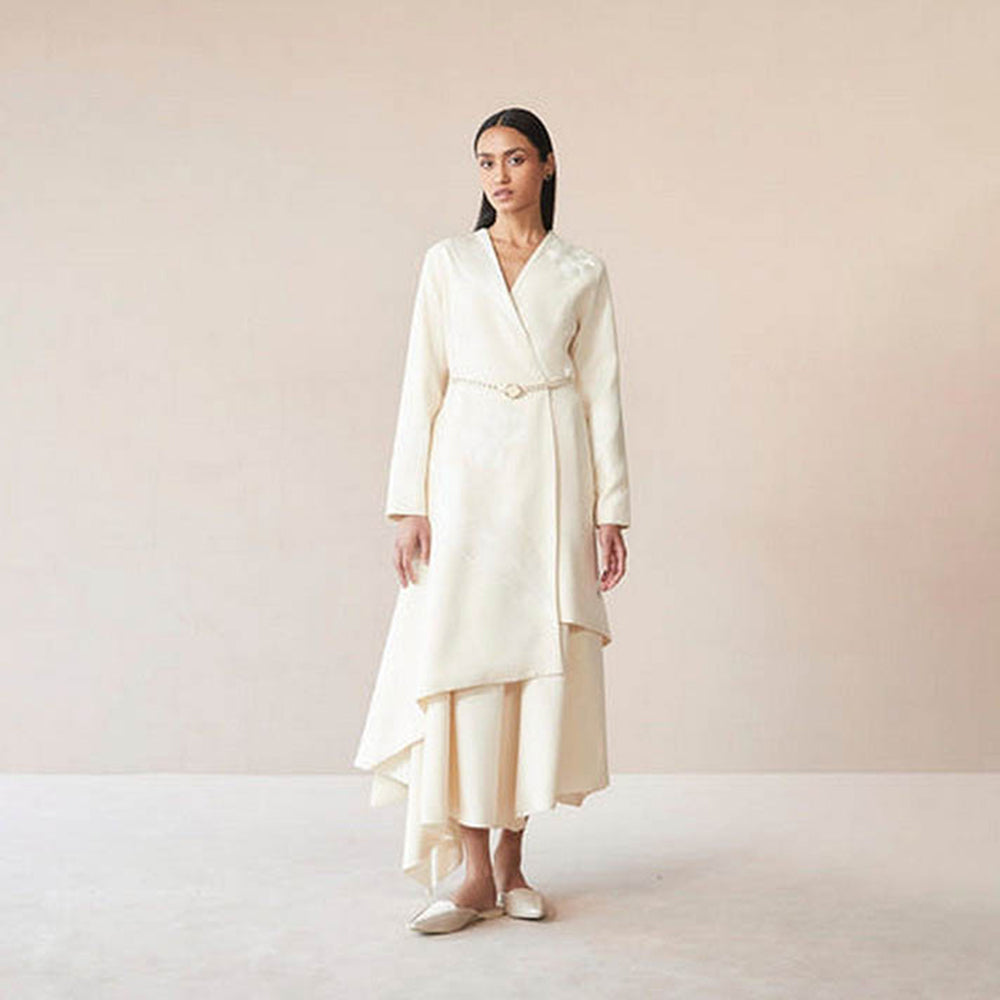 AMPM Marwa Ivory Jacket with Skirt and Belt