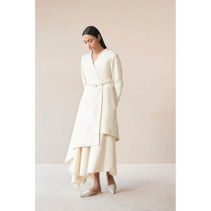 AMPM Marwa Ivory Jacket with Skirt and Belt