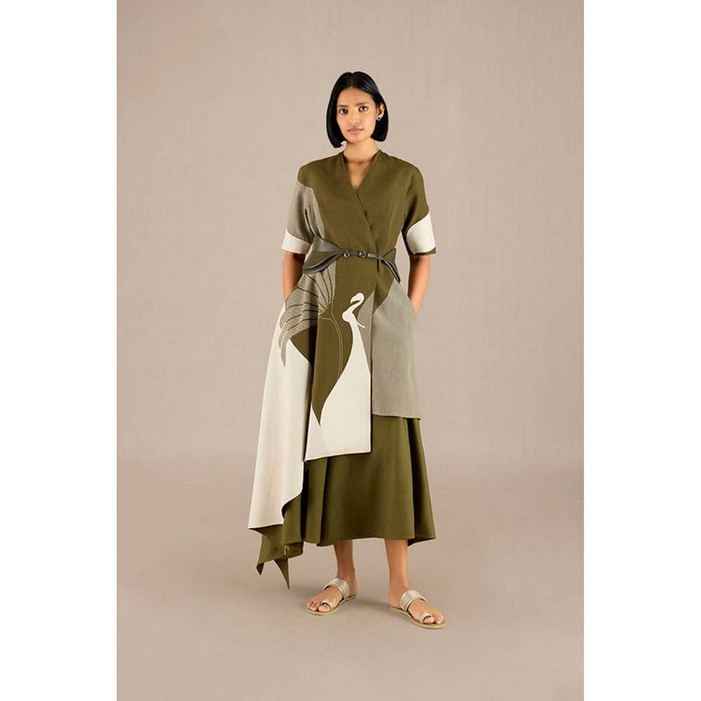 AMPM Naila Olive Jacket with Skirt and Belt