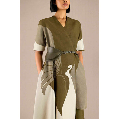 AMPM Naila Olive Jacket with Skirt and Belt
