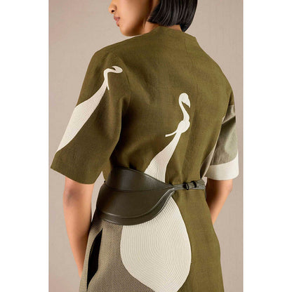 AMPM Naila Olive Jacket with Skirt and Belt